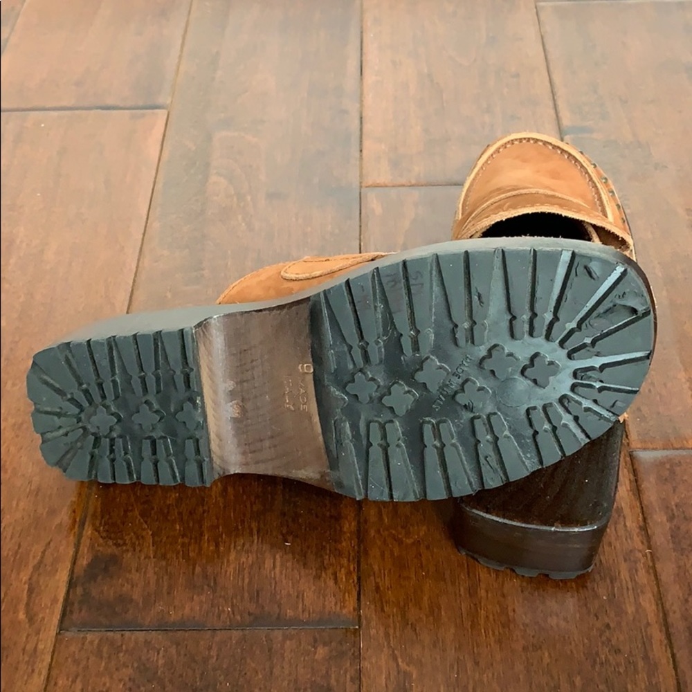 Studded Tan Suede Clogs - Picture 6 of 6
